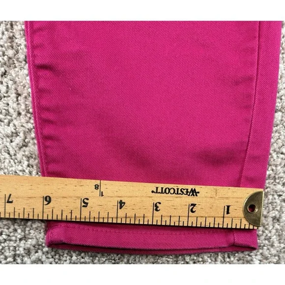 D. Jean Womens Pink Crop Jeans High Waist 3 Buttons Pants *MINT* Size 12 - Picture 3 of 7